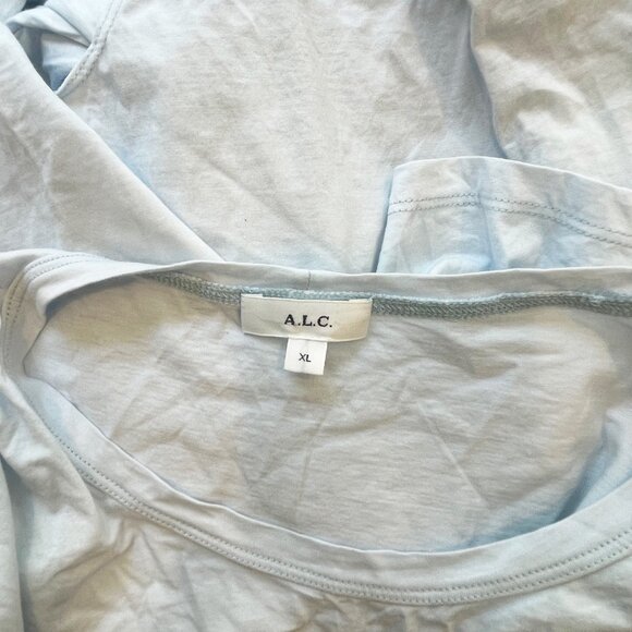 ALC Blue Monica Cotton Twist Front Short Sleeve Crop Womens T-Shirt Top Size XL - Picture 6 of 12